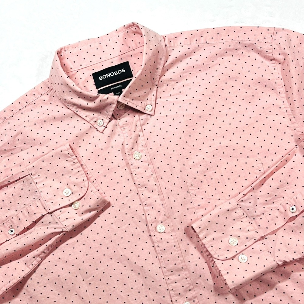 Bonobos Standard Fit Button Down Shirt Men's L Short Colorful Polka Dot Preppy